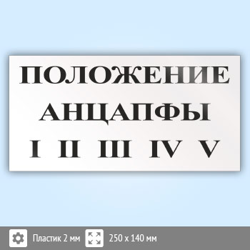Знак (плакат) «Положение анцапфы», S55 (пластик, 250х140 мм)